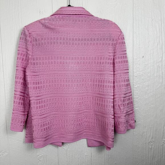 Ming Wang Knit Lightweight Pink Cardigan Blazer Size Medium Viscose Blend Career - Picture 2 of 9